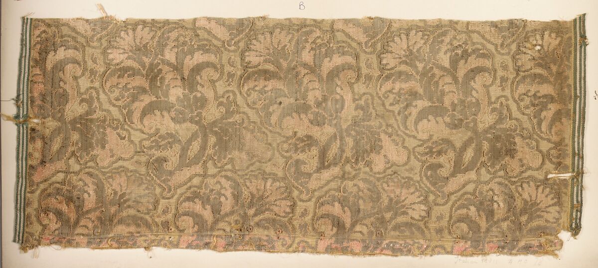 Fragment, Silk, metal thread, Italian 