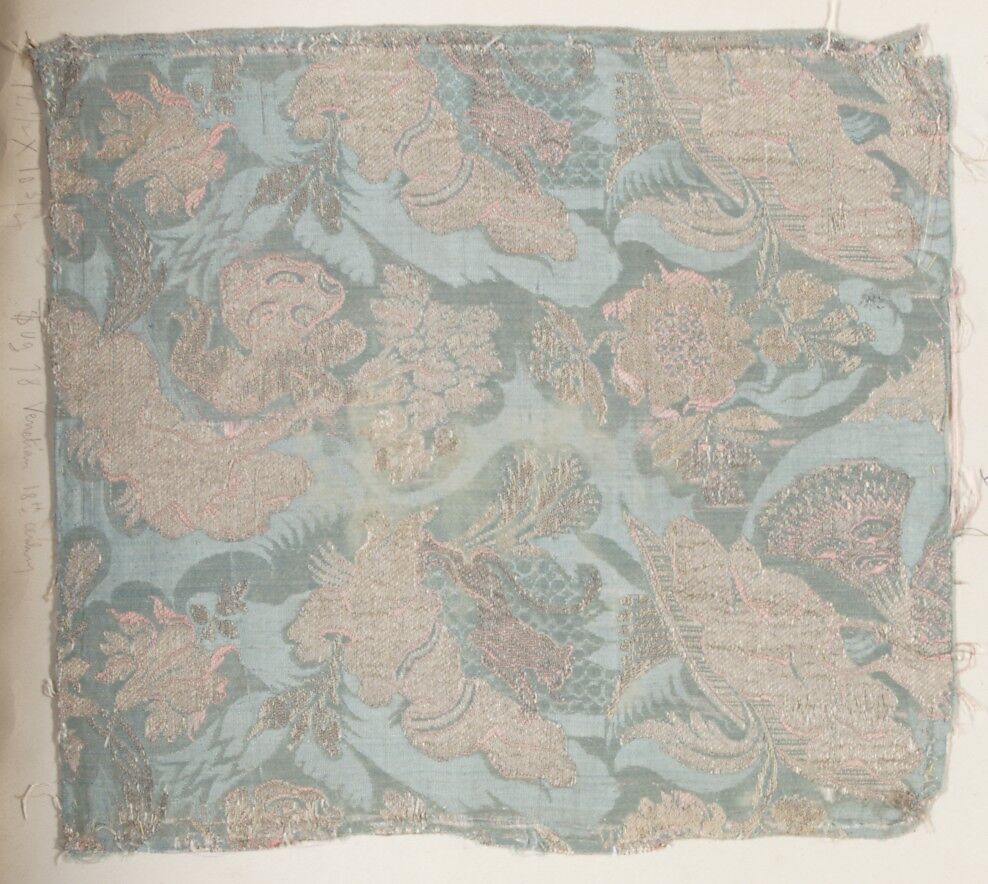 Fragment, Silk, metal thread, Italian, Venice 