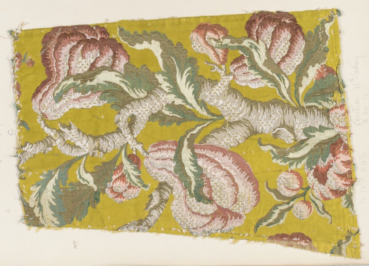 Fragment, Silk, metal thread, Italian, Venice 