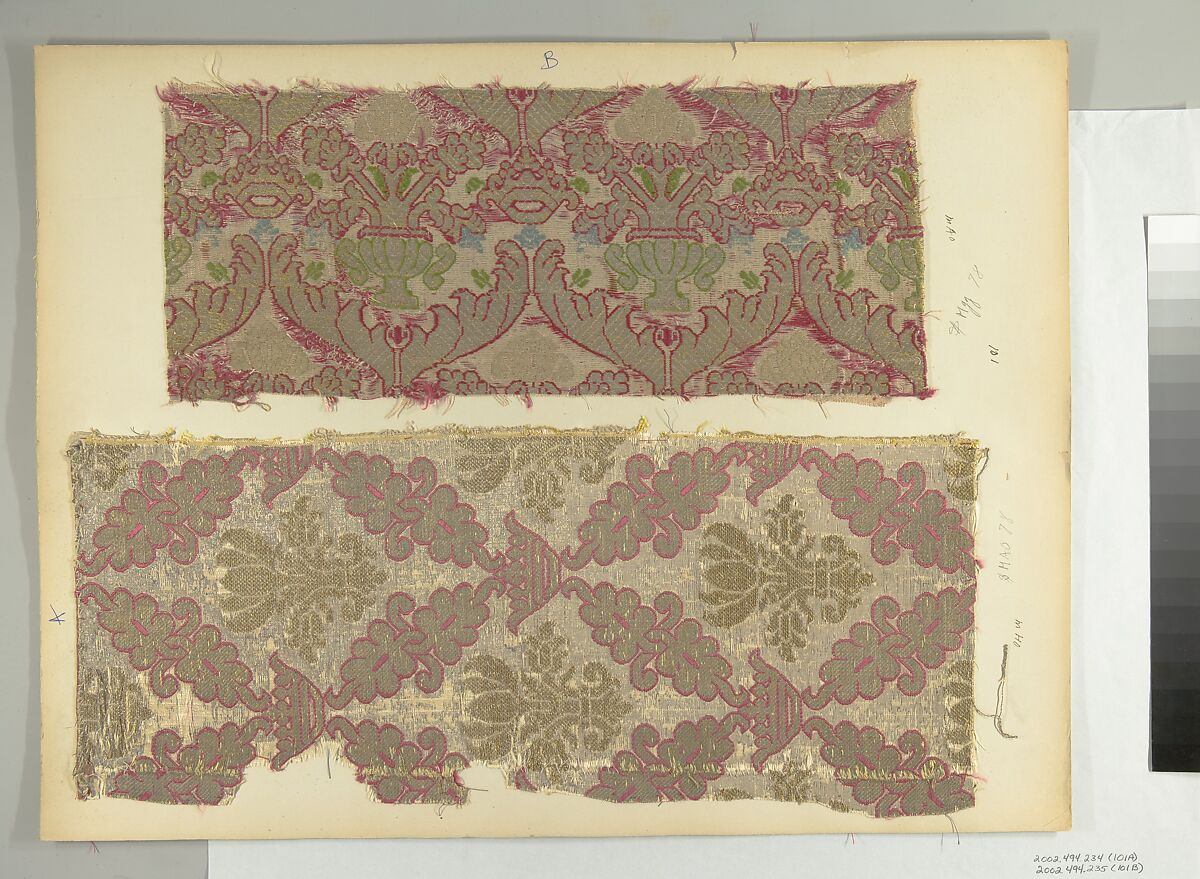 Fragment, Silk, metal thread, Italian
