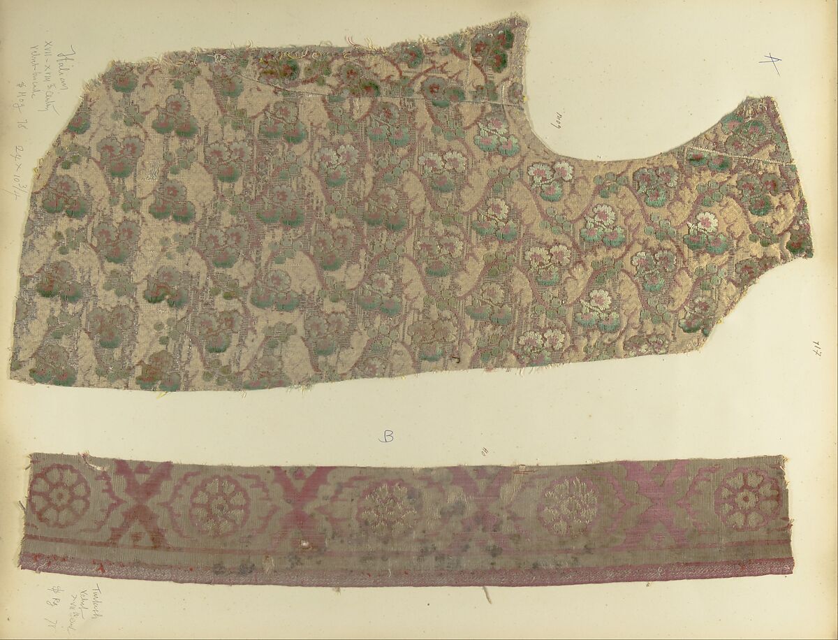 Fragment, Silk, metal thread, Italian