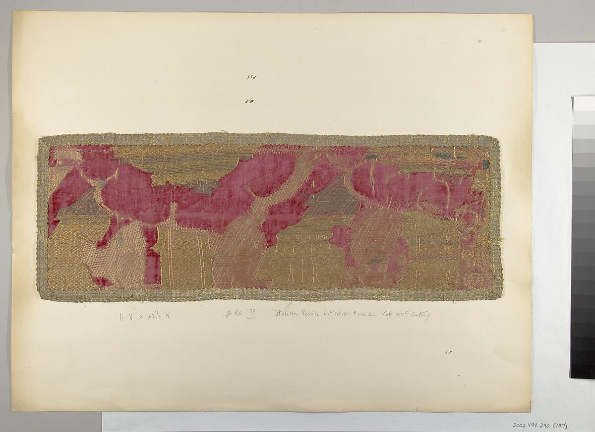 Fragment, Silk, metal thread, Italian, Venice