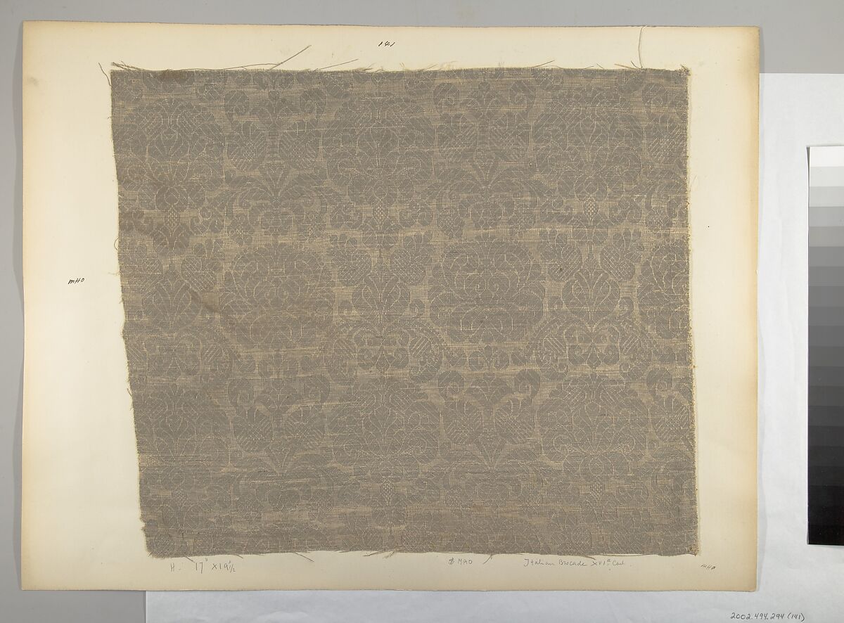 Fragment, Silk, metal thread, Italian