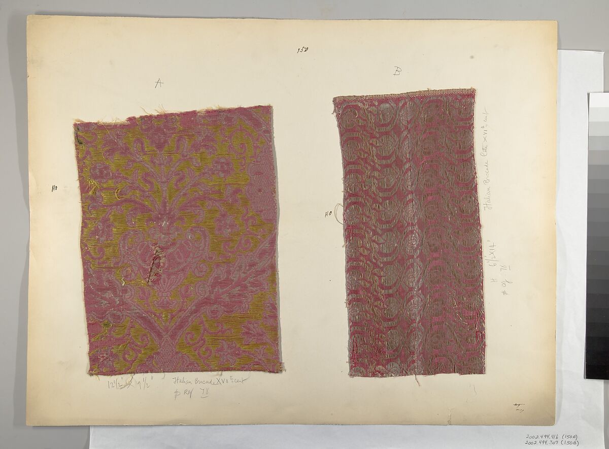 Fragment, Silk, metal thread, Italian