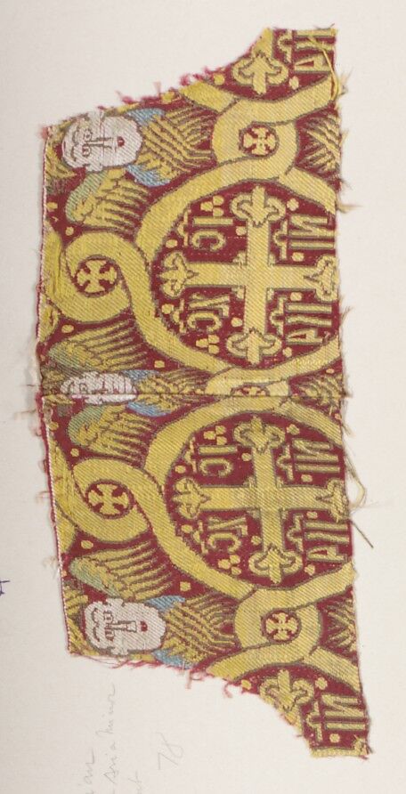 Fragment of woven silk with Seraphim and Crosses, Silk, Ottoman