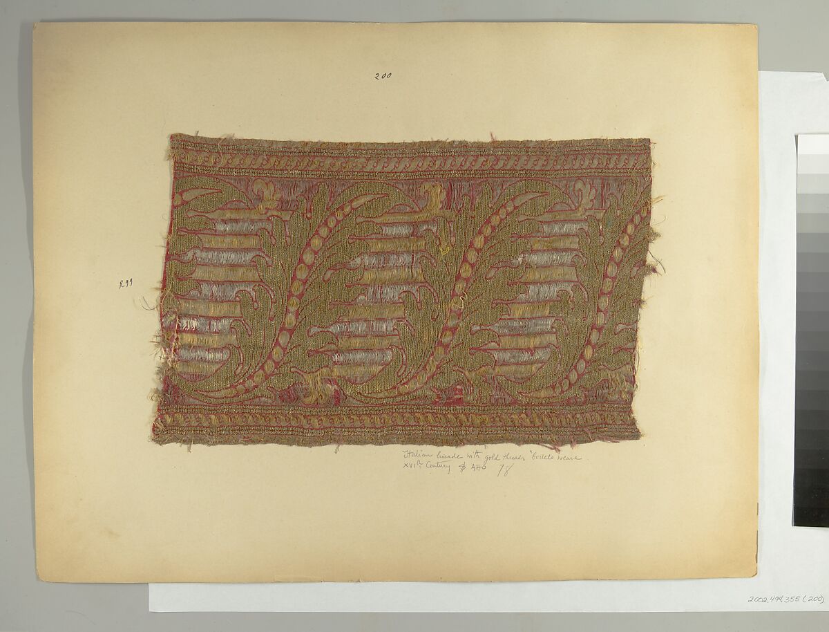 Fragment, Silk, metal thread, Italian