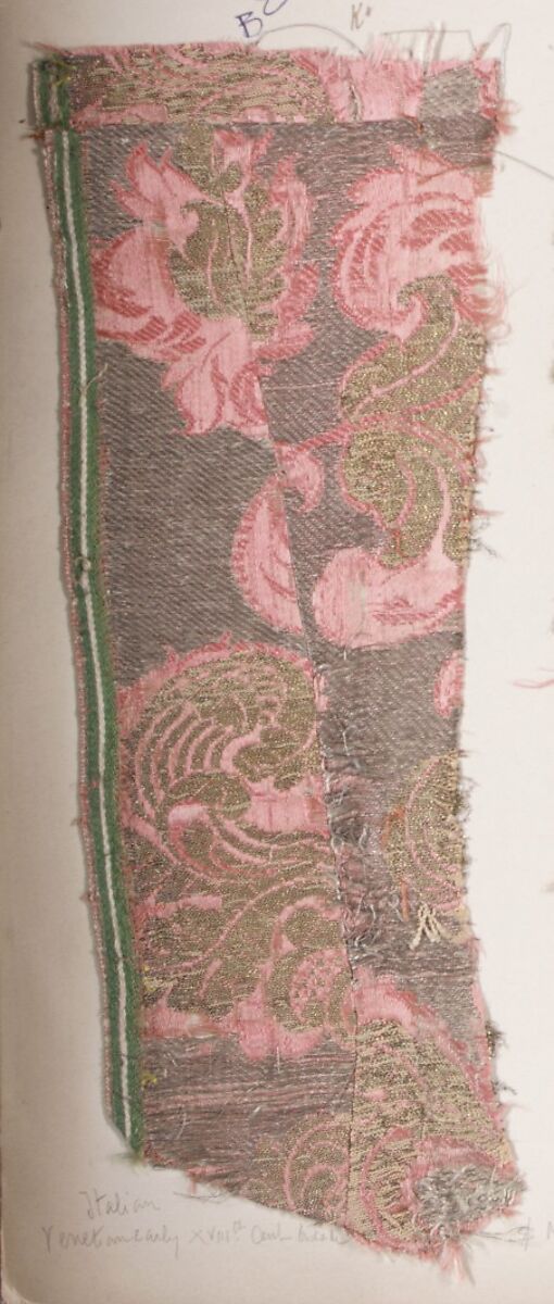 Fragment, Silk, metal thread, Italian, Venice 