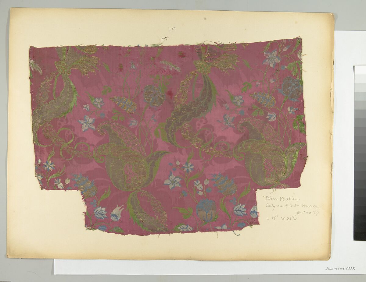 Fragment, Silk, metal thread, Italian, Venice