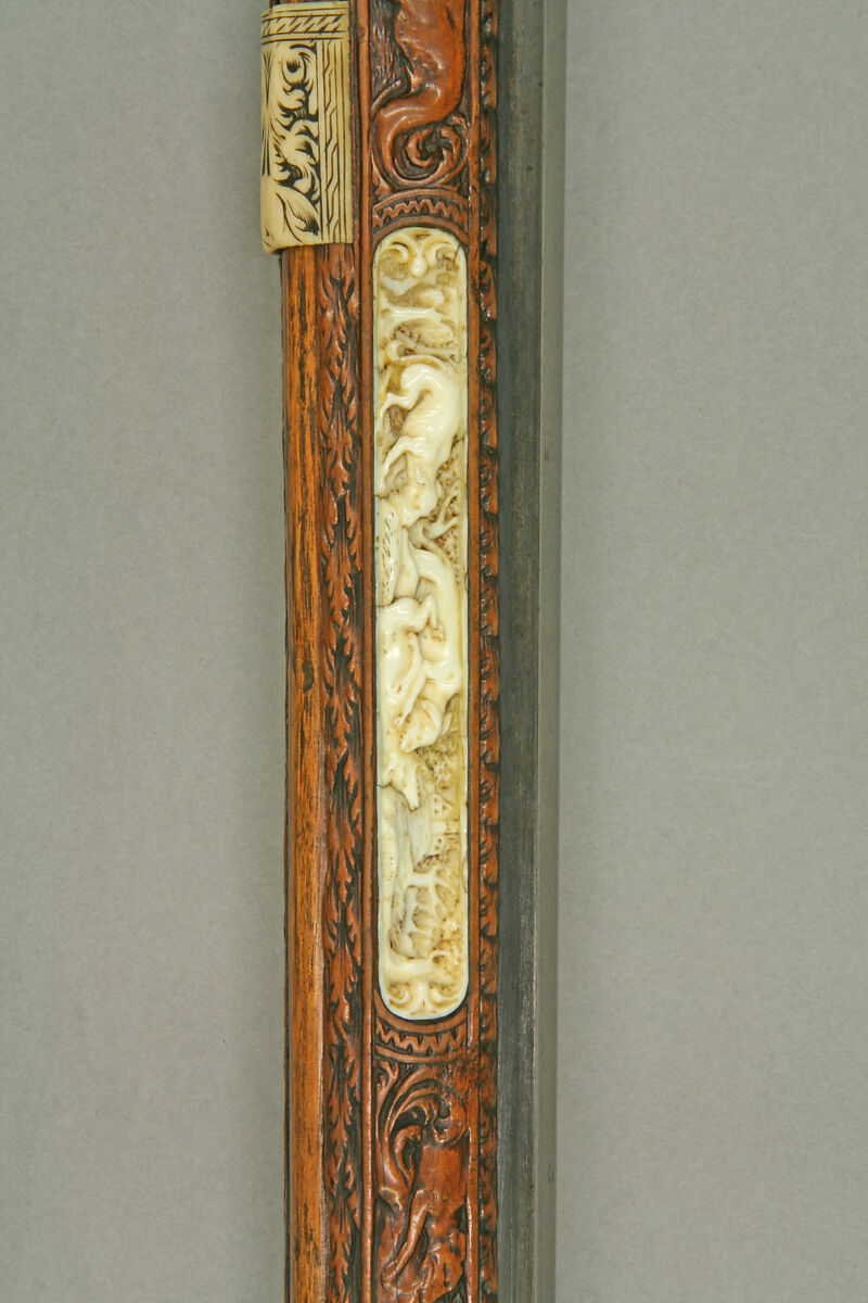 Wheellock Rifle Made for Emperor Leopold I, Johann Michael Maucher (German, Schwäbisch Gmünd, 1645–1701), Steel, pearwood, ivory, mother-of-pearl, German, Schwäbisch Gmünd