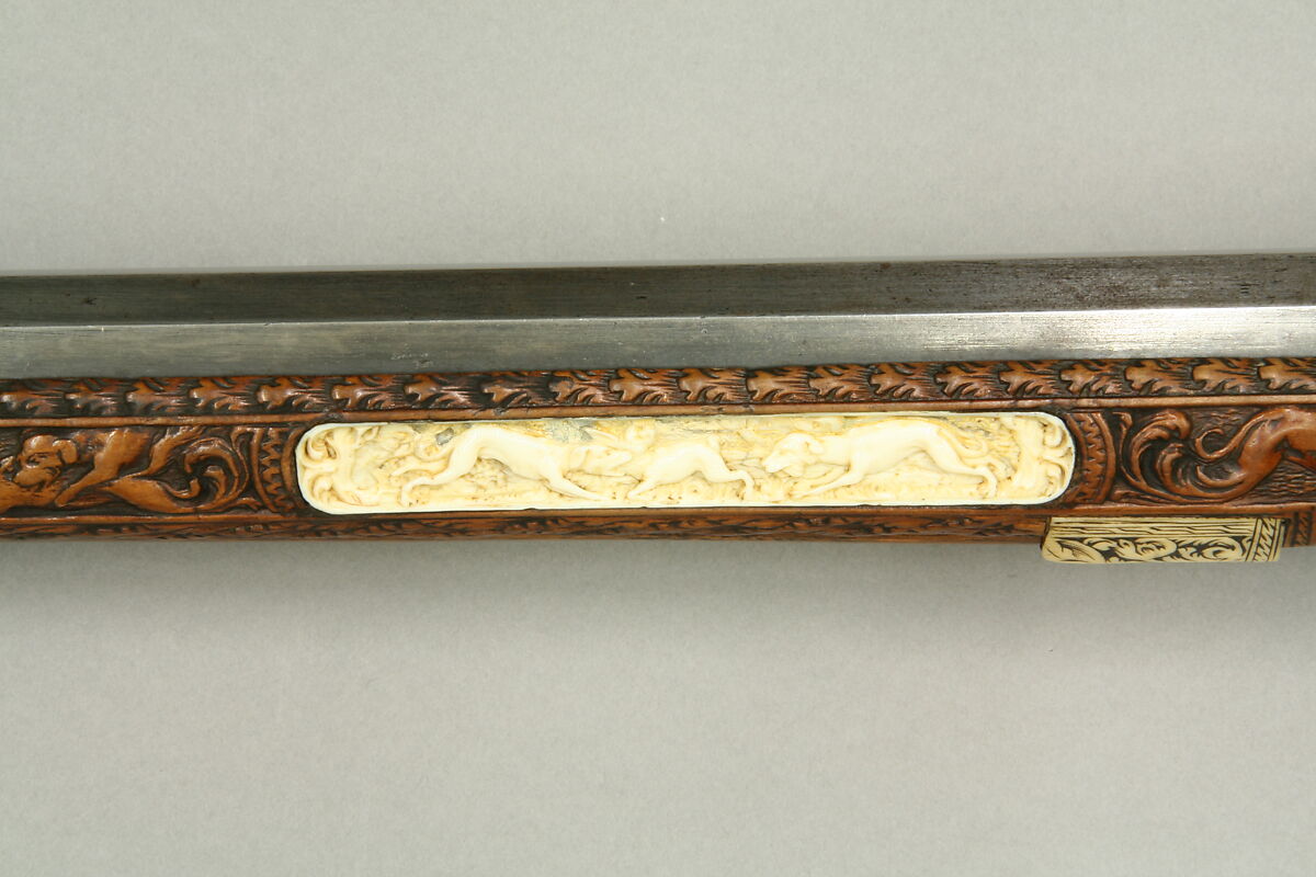 Wheellock Rifle Made for Emperor Leopold I, Johann Michael Maucher (German, Schwäbisch Gmünd, 1645–1701), Steel, pearwood, ivory, mother-of-pearl, German, Schwäbisch Gmünd