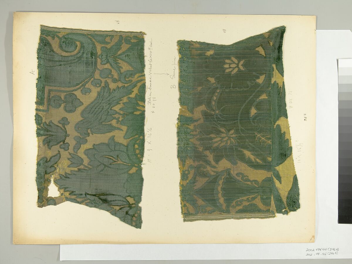 Fragment, Silk, metal thread, Italian