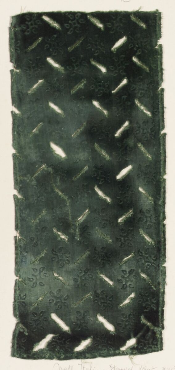 Fragment of stamped velvet with slashing, Silk, Northern Italian 