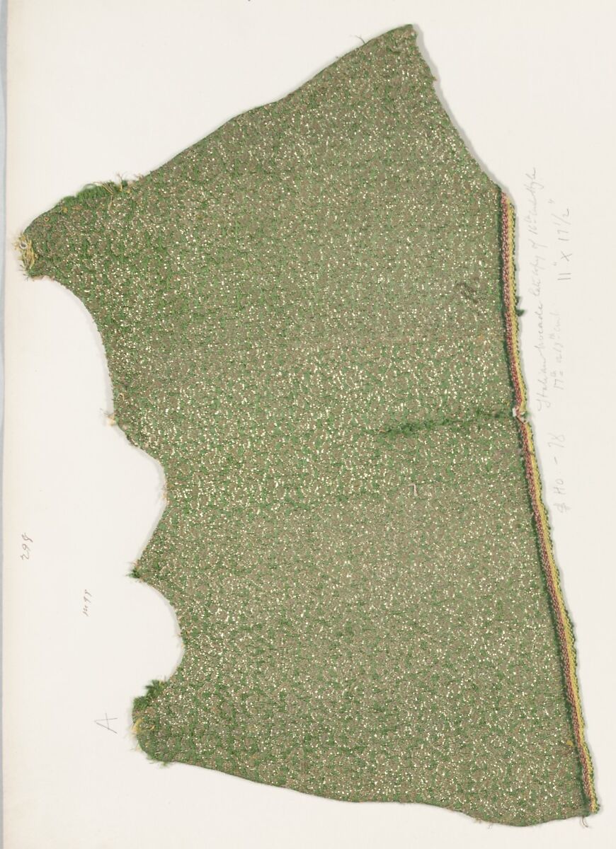 Fragment, Silk, metal thread, Italian