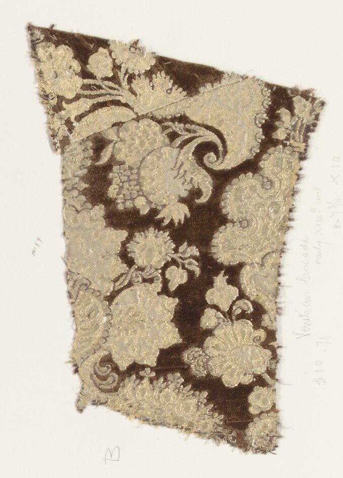 Fragment, Silk, metal thread, Italian, Venice 