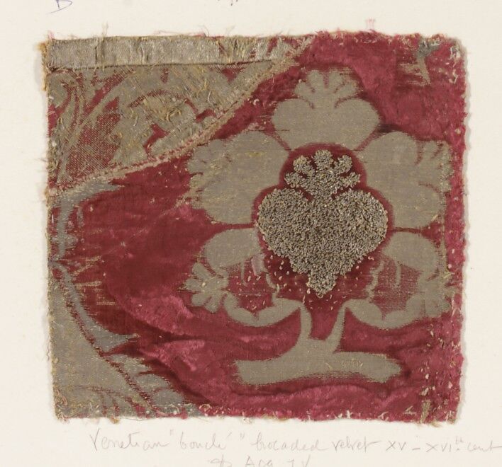 Fragment, Silk, metal thread, Italian, Venice 