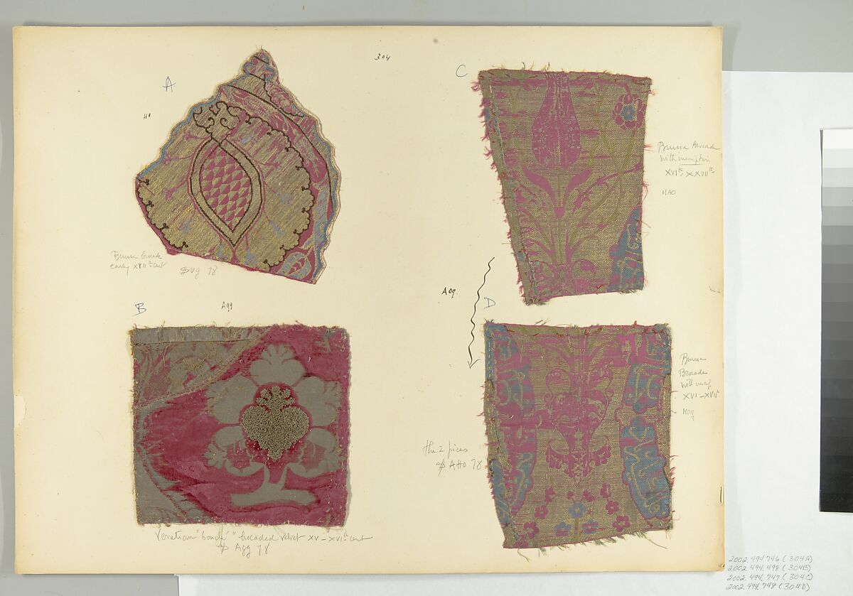 Fragment, Silk, metal thread, Italian, Venice