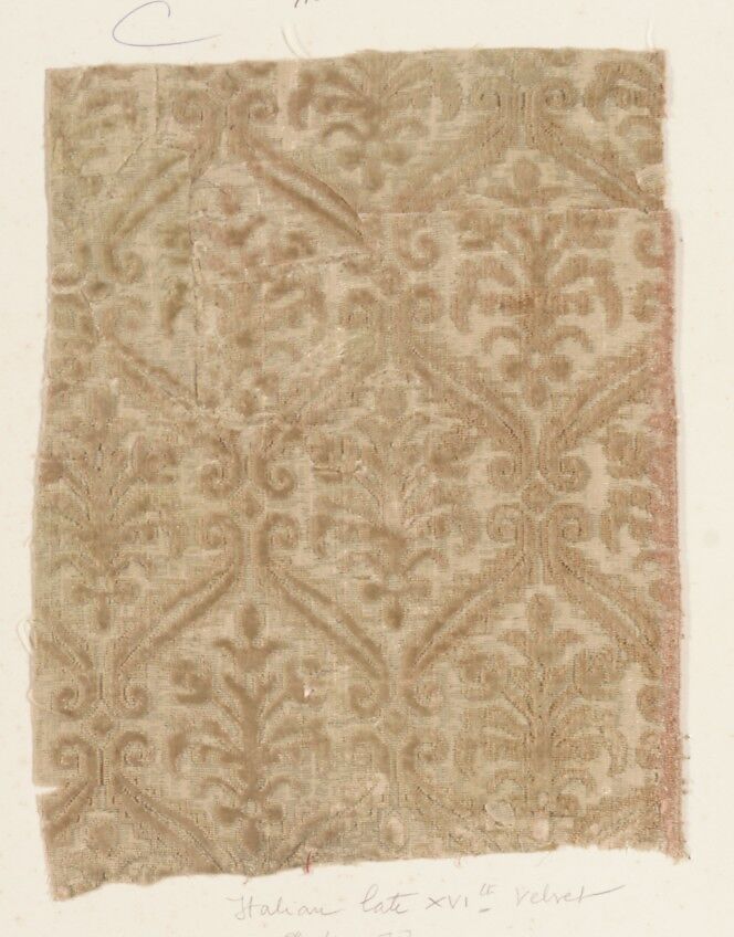 Fragment, Silk, metal thread, Italian 