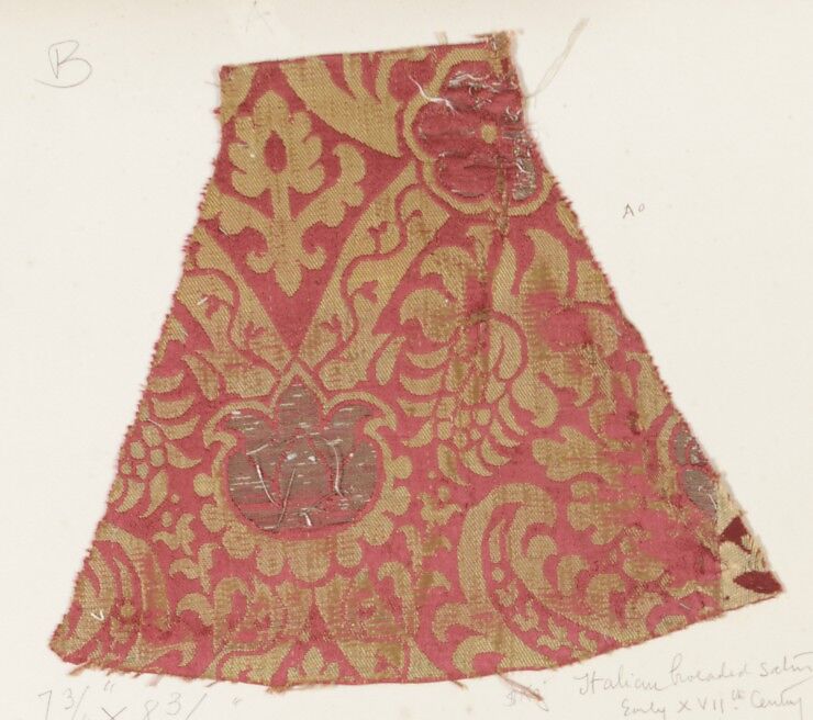 Fragment, Silk, metal thread, Italian 