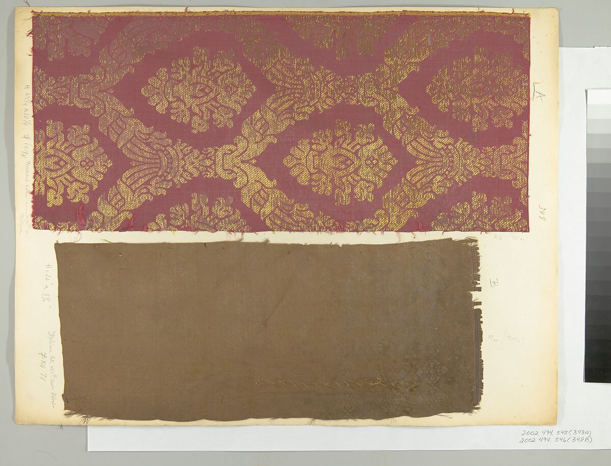Fragment, Silk, metal thread, Italian