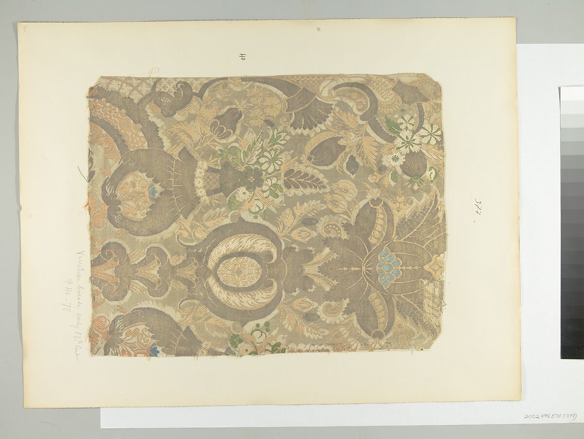 Fragment, Silk, metal thread, Italian, Venice