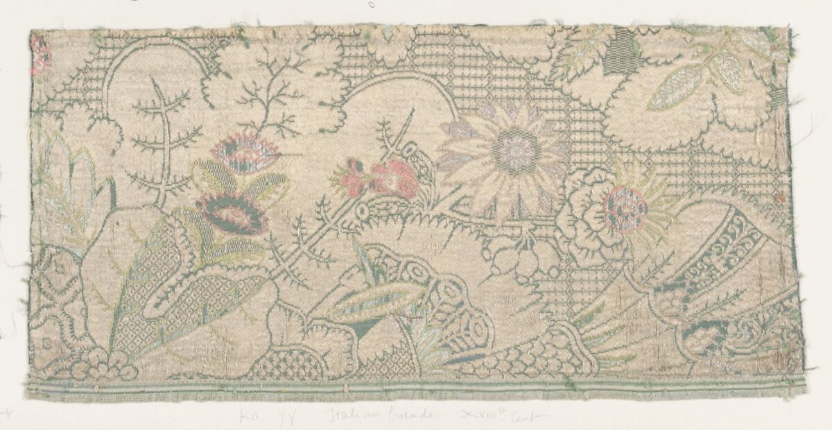 Fragment, Silk, metal thread, Italian or French 