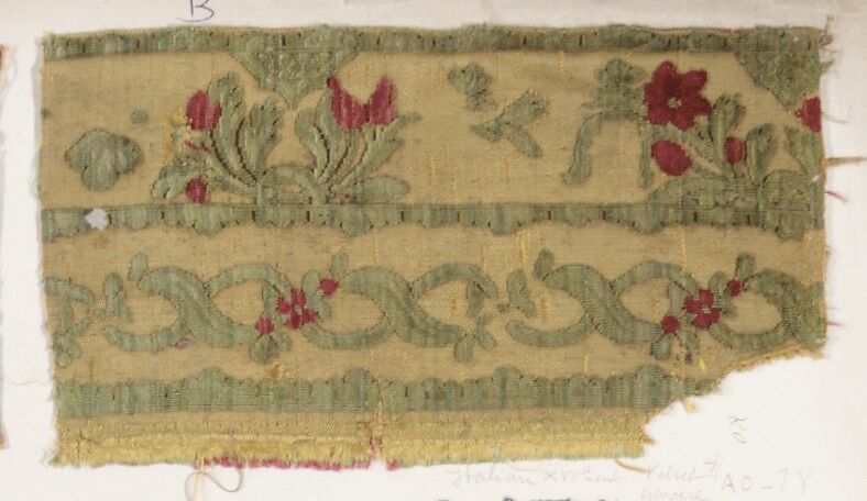 Fragment, Silk, metal thread, Italian 