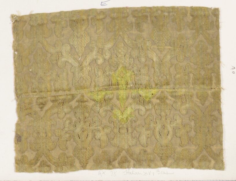 Fragment, Silk, metal thread, Italian 