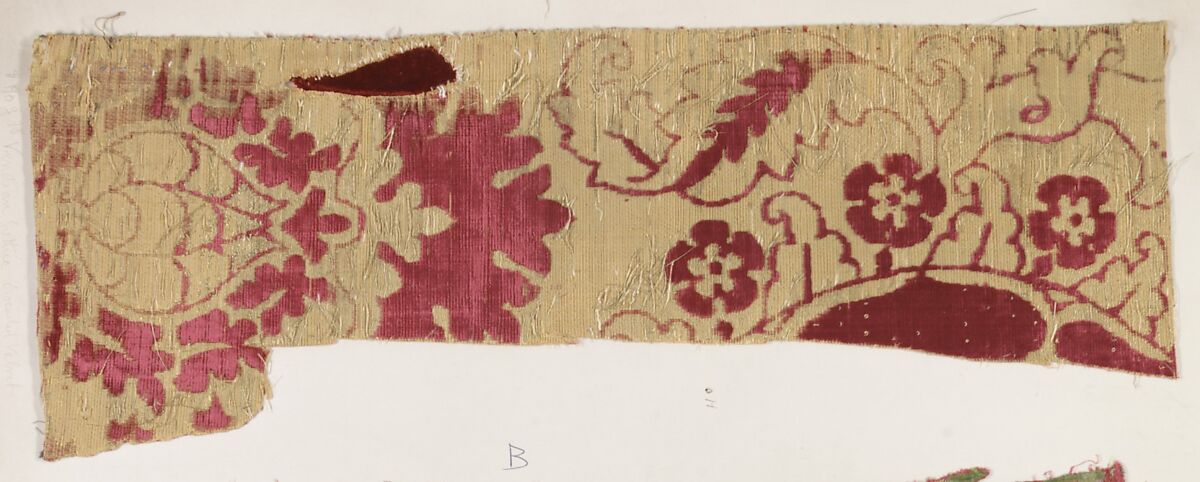 Fragment, Silk, metal thread, Italian, Venice 