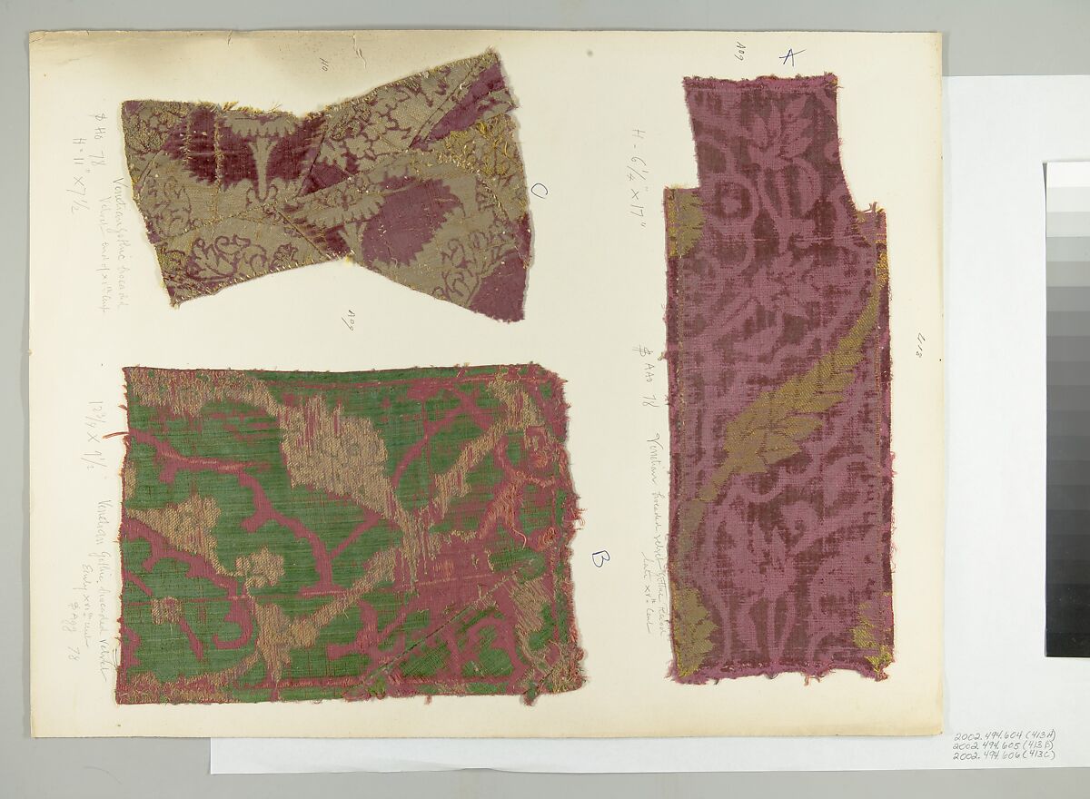 Fragment, Silk, metal thread, Italian, Venice
