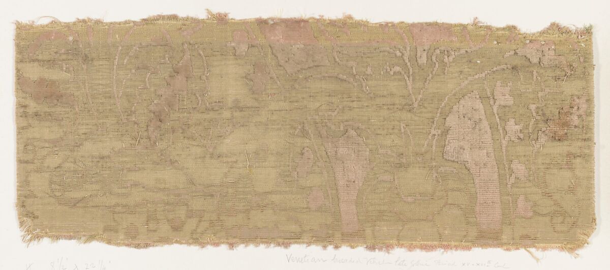 Fragment, Silk, metal thread, Italian, Venice 