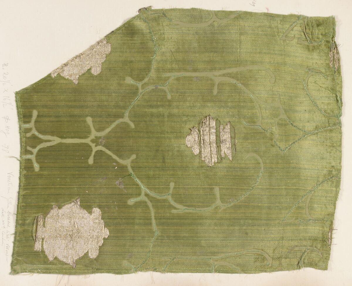 Fragment, Silk, metal thread, Italian, Venice 
