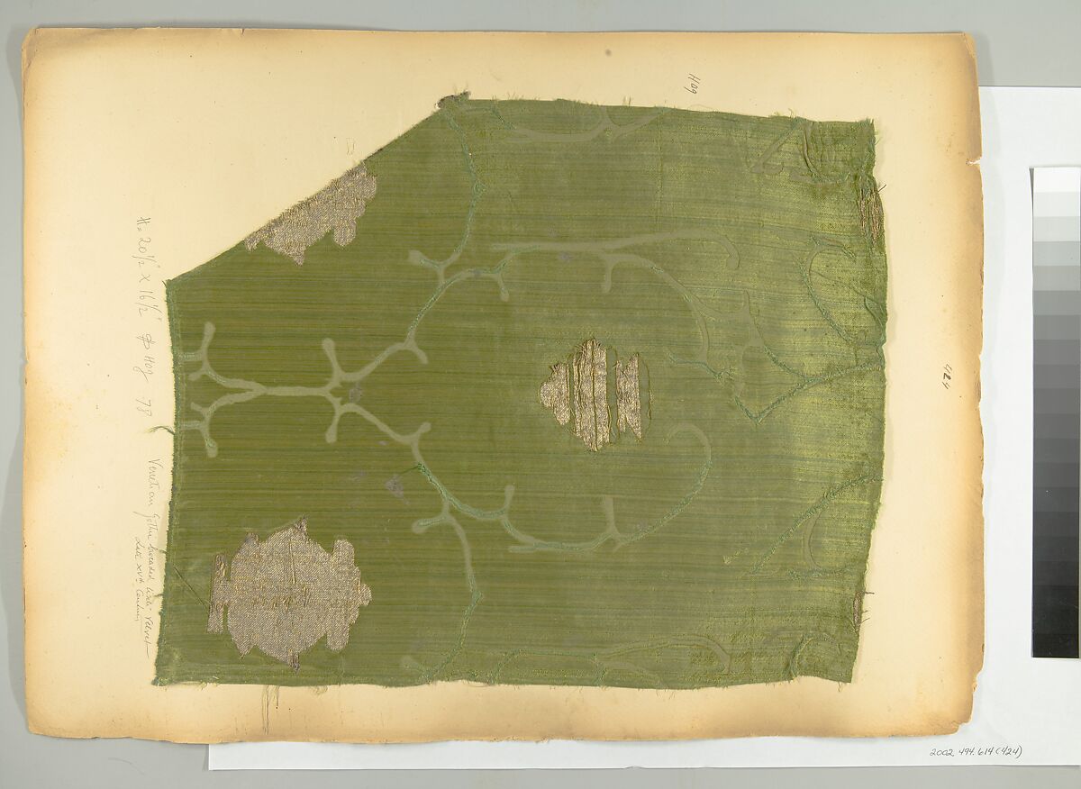 Fragment, Silk, metal thread, Italian, Venice