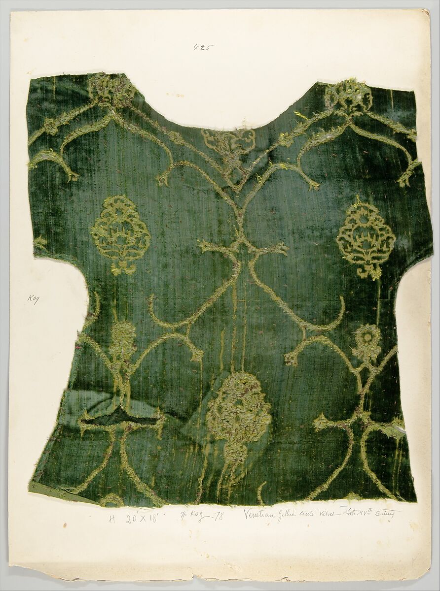 Fragment, Silk, metal thread, Italian, Venice