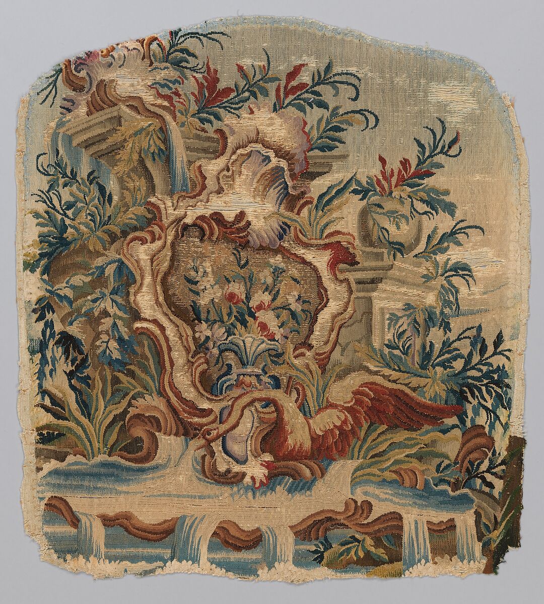 Rocaille cartouches with flowers, After designs by Pierre Edmé Babel (French, Paris 1720–1775 Paris), Wool, silk (20-22 warps per inch, 8 per cm.), French, probably Beauvais 