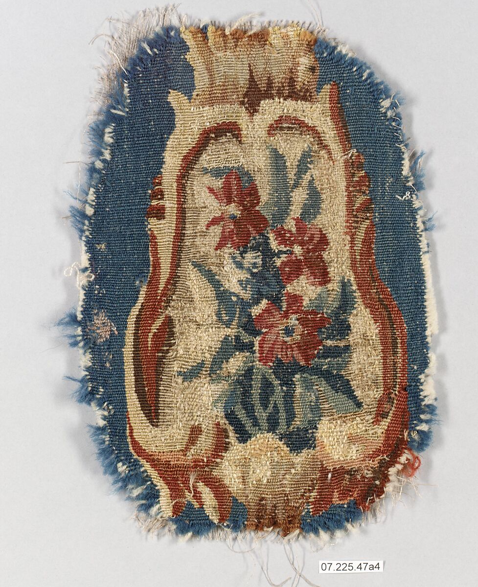 Rocaille cartouche with flowers, Probably manufactured in the Beauvais, Wool, silk (20-22 warps per inch, 8 per cm.), French, probably Beauvais 