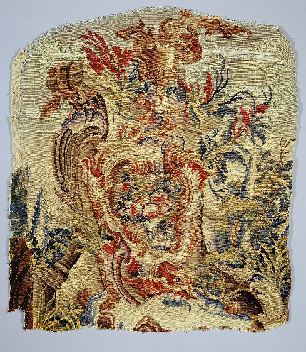 Rocaille cartouches with flowers, After designs by Pierre Edmé Babel (French, Paris 1720–1775 Paris), Wool, silk (20-22 warps per inch, 8 per cm.), French, probably Beauvais 