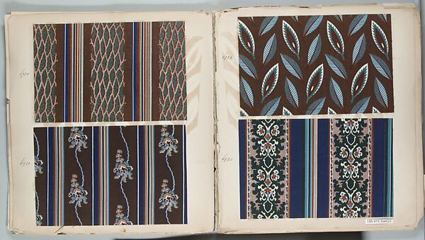 Sample book, Linen, cotton, silk and wool, paper; bobbin lace, Russian