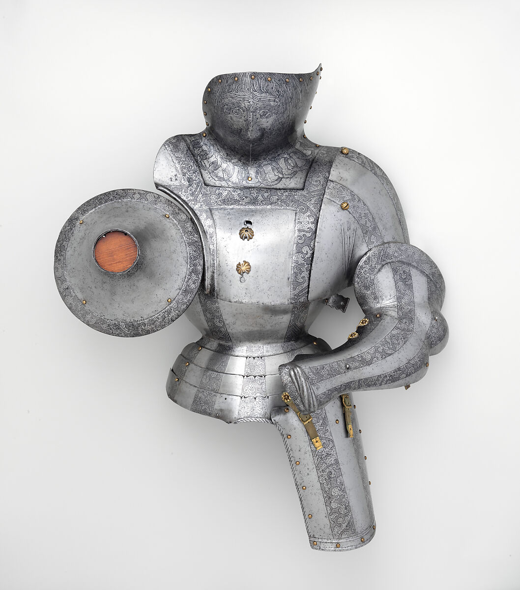 Half Armor, Helmet and reinforcing pieces attributed to Kolman Helmschmid (German, Augsburg 1471–1532), Steel, German, Augsburg 