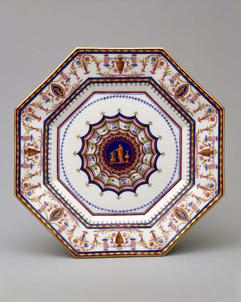 Plate (assiette octogone or assiette platte) from the "Service Arabesque", Sèvres Manufactory (French, 1740–present), Soft-paste porcelain, French, Sévres 