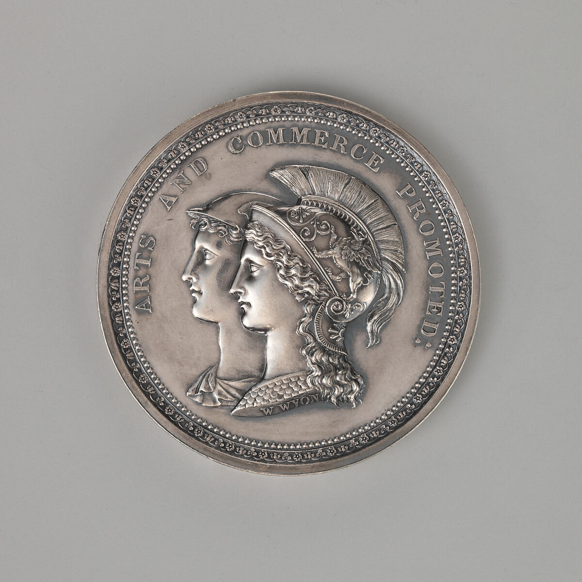 Society of Arts Medal, Mercury and Minerva, Medalist: William Wyon (British, Birmingham 1795–1851 Brighton), Silver, British 