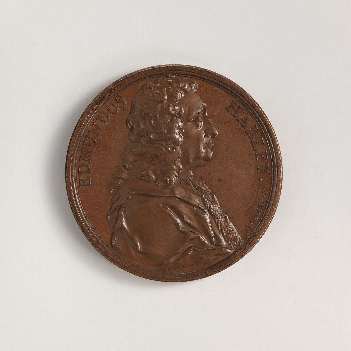 Sir Edmund Halley (1656–1742), Medalist: Jacques-Antoine Dassier (Swiss, Geneva 1715–1759 Copenhagen), Bronze, Swiss 