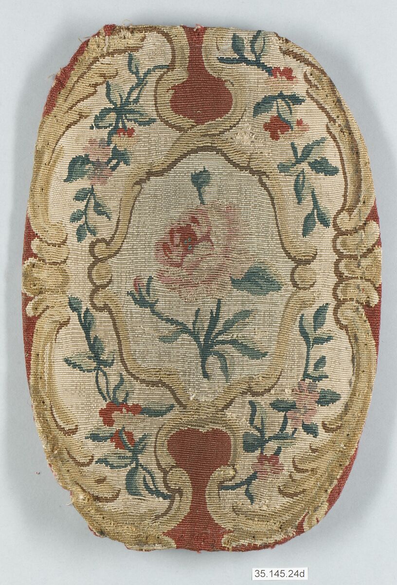 Four upholstery panels for an armchair, Beauvais, Wool and silk, French, Beauvais