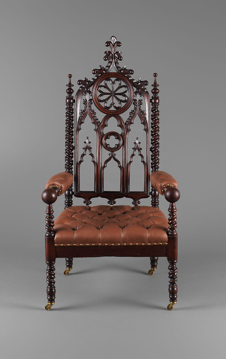 Armchair, John and Joseph W. Meeks (active ca. 1836–59), Mahogany, American 