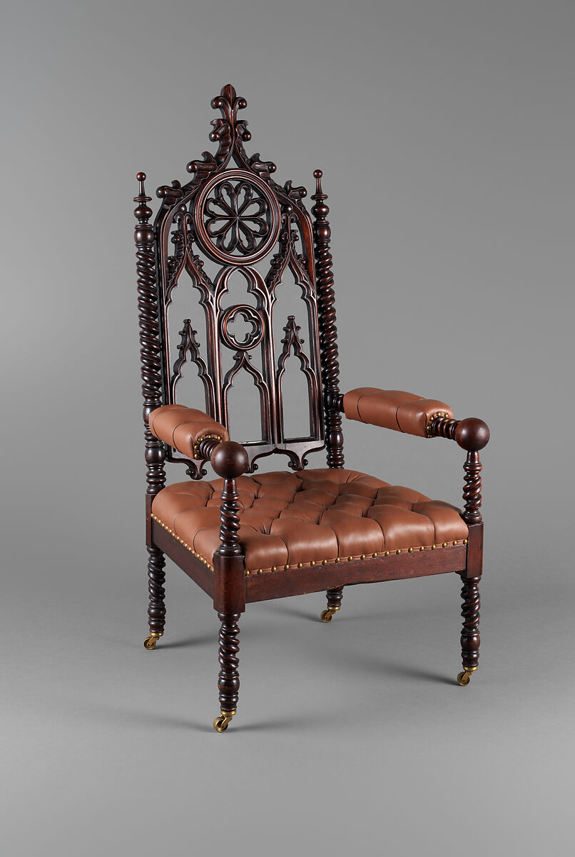 Armchair, John and Joseph W. Meeks (active ca. 1836–59), Mahogany, American