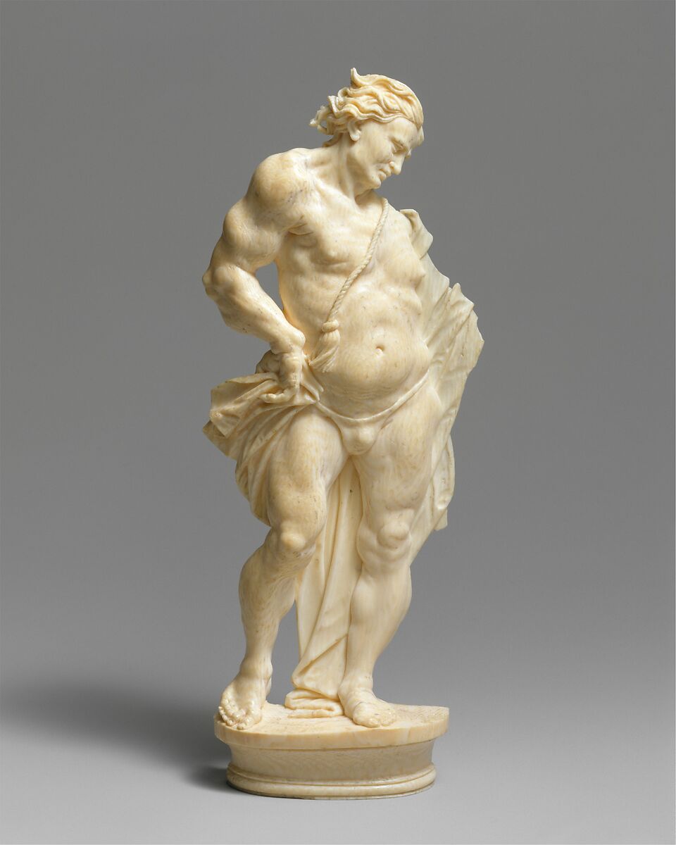 Standing man representing a statue, Attributed to Master of the Martyrdom of St. Sebastian (Austrian), Ivory, Austrian 