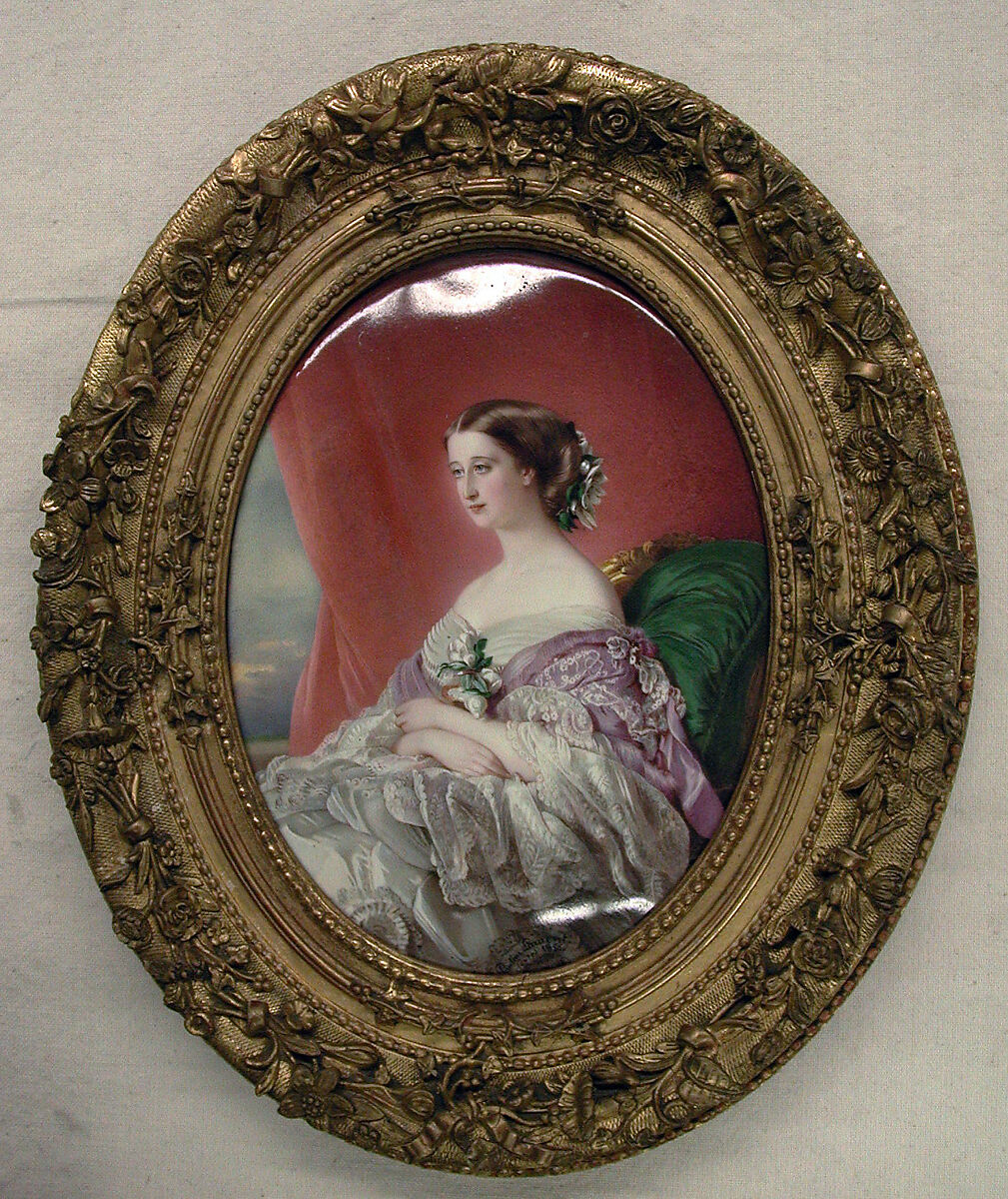 Empress Eugenie (1826–1920), Marie-Pauline Laurent (French, 1805–1860), Painted enamel on copper; gesso and gilt-wood frame, French, Sèvres 