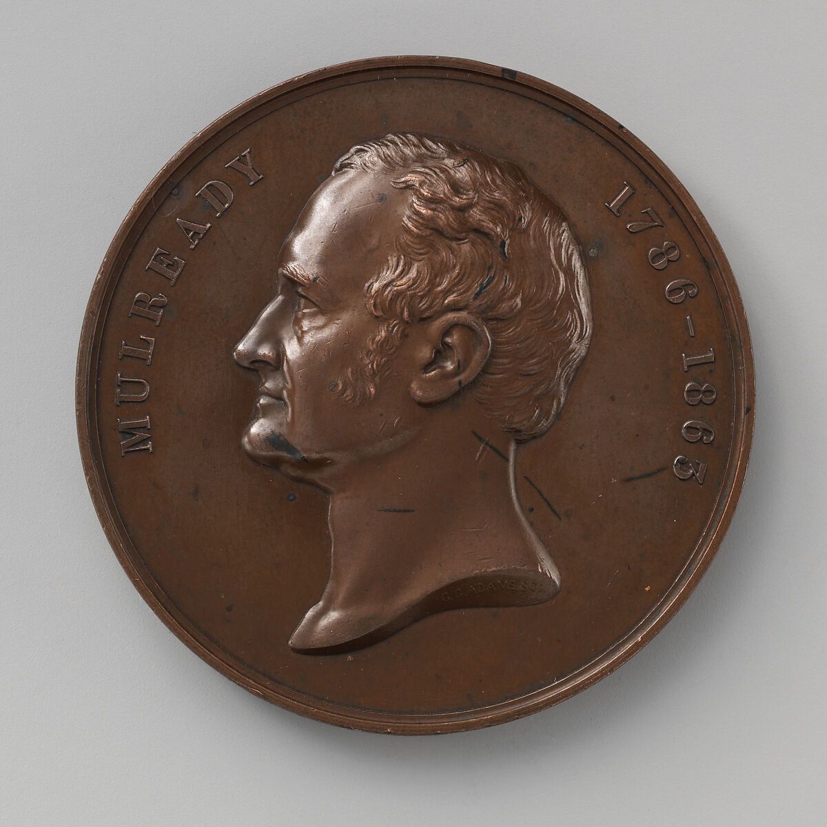 Art-Union medal of William Mulready, Medalist: George Gammon Adams (British, Staines 1821–1898 Chiswick), Bronze, British 