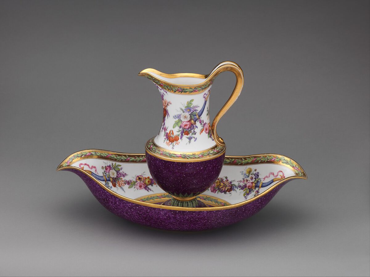 Ewer and basin, Sèvres Manufactory (French, 1740–present), Hard-paste porcelain, French, Sèvres 