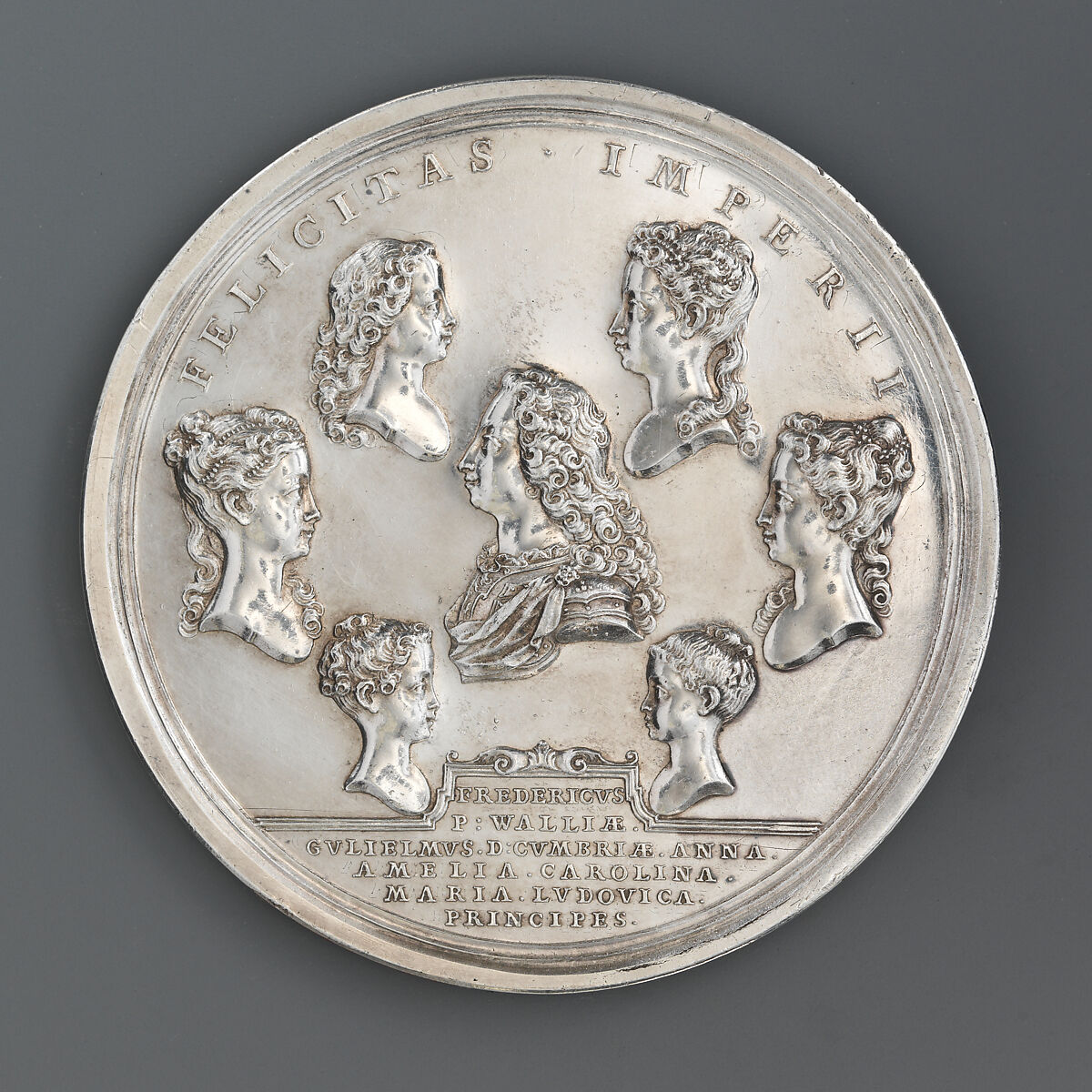 Medal of George II and his Family, Medalist: John Croker (British, 1670–1741), Silver, British