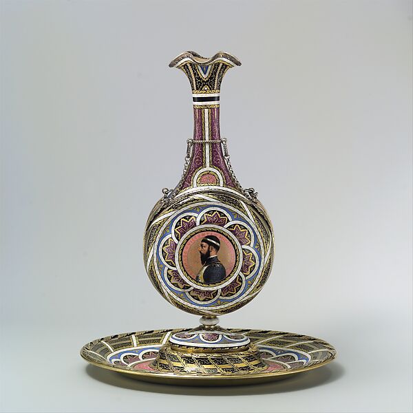 Vase on stand, Enameler: Charles Lepec (French, Paris 1830–after 1888), Enamel on silver, partially gilt, French, Paris 